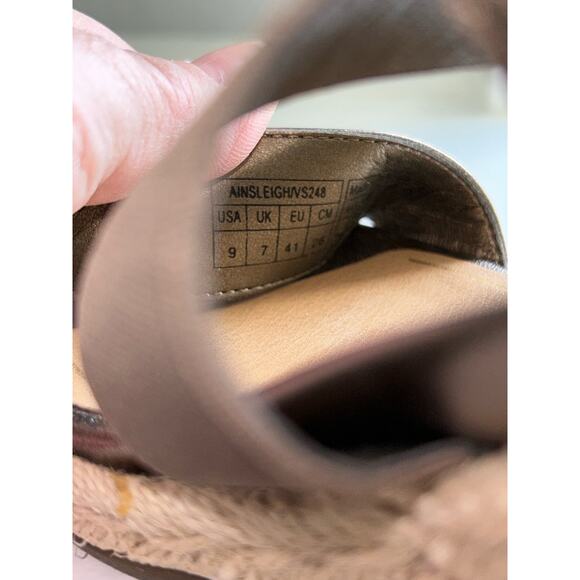 Vionic Ainsleigh St John Dark Metallic Taupe Leather 3" Platform Wedges Sandals - Picture 6 of 8